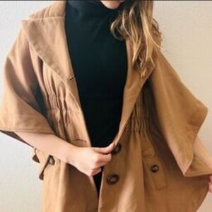 Rewind Camel Buttoned Cape Coat Size S